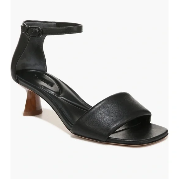 Vince Shoes Vince Womens Pepa Black Leather Ankle Strap Heels